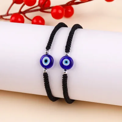 Custom Wholesale Lucky Red String Adjustable Hand Rope Braided Bracelet Blue Evil Eye Bead Bracelet