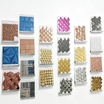 Irregular 3D Concave Convex Stainless Steel Mosaic Glossy Metal Wall Mosaic Tile for Art /Hotel/KTV Project