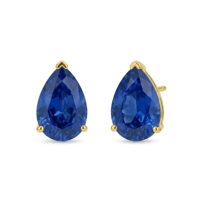 Custom Fine Jewelry 14K White Gold Lab-Grown Sapphire Earrings 5 Carat Pear Cut Loose Gemstones for Wedding Earrings