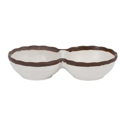 New Style Brown Rimmed 5.9 Inch Divided Melamine Sauce Dish for Commercial