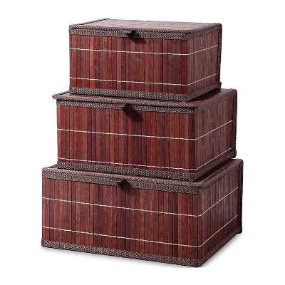 Wholesale Bamboo Storage Baskets Multifunctional Rectangle Brown Storage Basket Bamboo With Lid