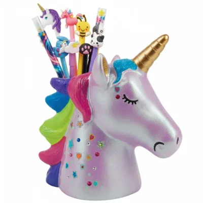Full Custom TBC Kid DIY Porcelain Unicorn Art Pen Holder Set With Acrylic Paint Drawing Toy Ceramic Factory Custom OEM Stationary