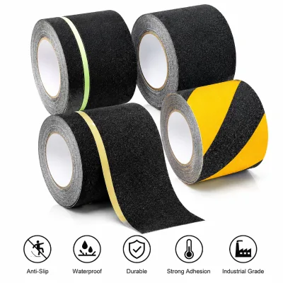 Black Abrasive Anti Slip Tape High Traction Safety Grip Tape Waterproof Wear Resistant OEM Factory Supply