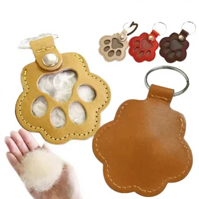 Memorial Pet Hair Storage Bag My Pet's Fur Container Tabby Siamese Leather Cat Paw Hanging Pendants Fur Collector