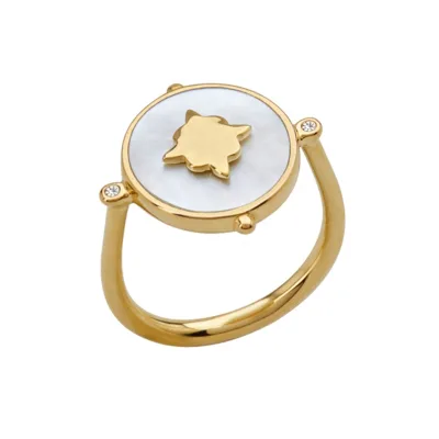 Gemnel Delicate Mother of Pearl White Topaz Stone 925 Silver Rings Jewelry Women