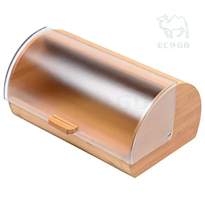 Farmhouse Style Bread Holder Bread Bamboo Box with Acrylic Window
