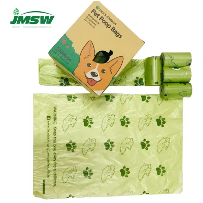 Eco-Friendly Cornstarch Based Biodegradable Pet Poop Bags Thick with Unique Print Design Box Packing