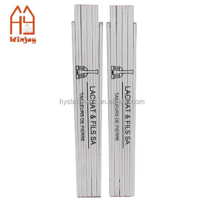 Custom OEM 2 M 10 Fold Metric Measuring Tool, Eco-Friendly Wooden White Ruler for Engineer With Customized Logo Print.
