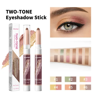 Private Label Gradient Two Tone Eyeshadow Stick, Easy One Swipe, Long Lasting Pearlescent Shimmer Eye Shadow Stick