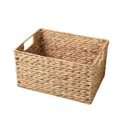Hot Selling Handmade Water Hyacinth Storage Basket Straw Storage Bin Seagrass Woven Basket With Handle