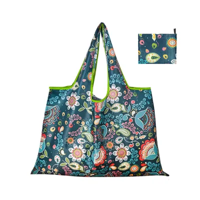 ToteBag Cartoon Pattern Large Capacity Folding Shopping Bag Polyester Material Creative Portable Storage Daily Use