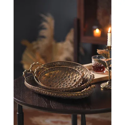 European Style Vintage Oval Bar Serving Tray Supplier and Manufacture Display Barware Shot Glasses Dish Serving Tray Engraved