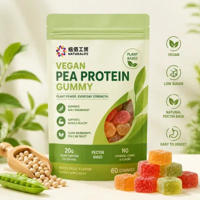 Vegan Pea Protein Gummy with Natural Pectin Base for Daily Endurance and Plant Based Muscle Support Healthy