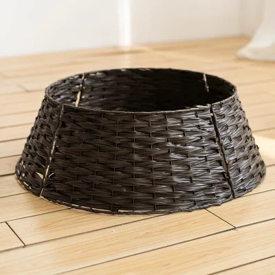 New Arrival Woven Christmas Tree Collar Detachable PP Wicker Christmas Tree Decorations Base Stand Skirt Christmas Tree Collar