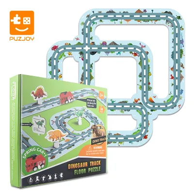 3D Scene Children's Educational Toys Single Copper Paper Dinosaur Track Puzzle With Knowledge Card for Kids