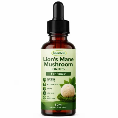 Healthife Private Label Lion's Mane Mushroom Drops for Focus Alchohol Free Vegan Non GMO OEM