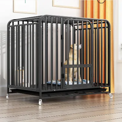 Factory Direct Iron Dog Kennel with Straight Hair Design Low Price Large Display Cage with Snap Button Closure for Pet Carriers