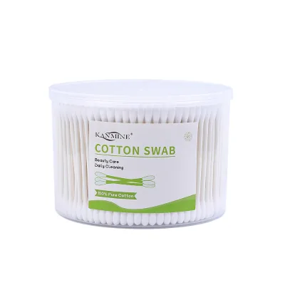 User-friendly 500Pcs Paper Stick Cotton Swab With Round Box for Easy Access and Daily Grooming Essentials