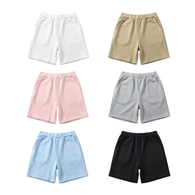 Wholesale Solid Color Kids Cotton Shorts Toddler Printed Summer Beach Soft Breathable Eco-Friendly Baby Jogger Shorts Pockets