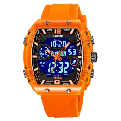 LOQNCE 98003 Men's Digital Watch Dual Time Countdown Multifunctional Waterproof Sports Watch Fashion Retro Waterproof Watch