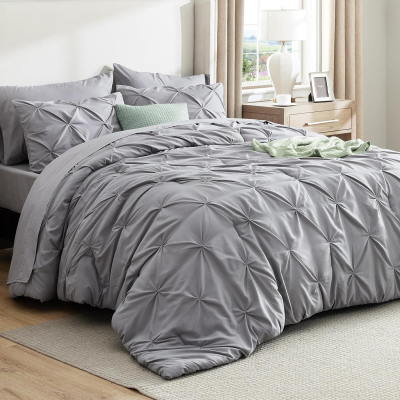 Queen Size Comforter Set - 7-Piece Bed in a Bag Queen, Flat Sheet, Fitted Sheet, Pillowcases, Pillow Shams