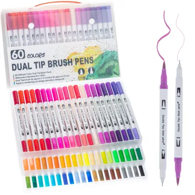 Dual Tip Brush Markers Odorless Non-Toxic Watercolor Art Painting Markers Set for Art Design Animation Design Renderings