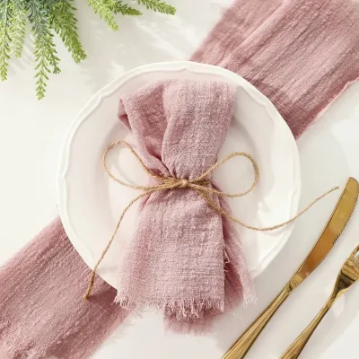 100% Cotton Napkins for Wedding Party Christmas Vintage 17x17 Inches Handmade Cloth Napkins With Fringe Boho Wedding Napkins