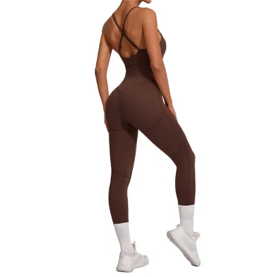 Foreign Trade Crossover Summer Jumpsuit Stitching Sports Adjustable Shoulder Strap Yoga Fitness 4294