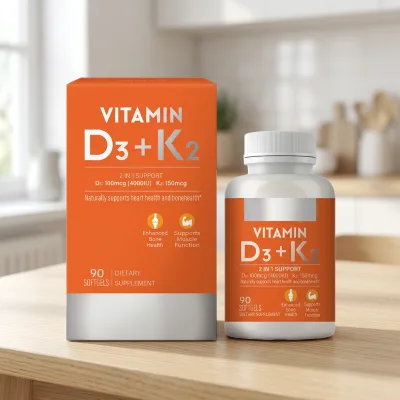 Factory Wholesale 90 Count Vitamin D3 K2 Soft Capsules Natural Formula Bone Care Supplement
