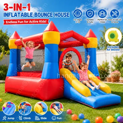 Inflatable Trampoline Castle with Slide for Children Large Outdoor Inflatable Trampoline Backyard Party Playground Equipment