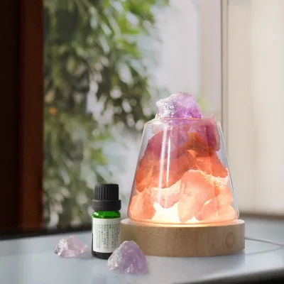 Wholesale C&h Luxury Glass Stones Crystal Night Light Lamp Custom Fragrance Reed Essential Oil Diffuser Classic Antique Design