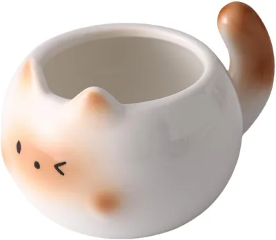 Cute Ceramic Cat Coffee Mug Ldeal Gift for Cat Lovers and Women-8oz (approx 240 Ml)(White)