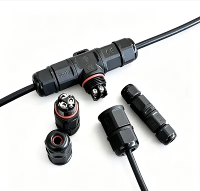 Solder-Free Waterproof Aviation Plug, T-Type 3-Way Connector, 2/3/4 Core, Direct Burial Quick Wire Connector for Outdoor Wiring