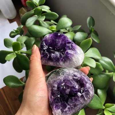 Wholesale Small Natural Rock Amethyst Hole/Cluster High Quality Purple Quartz Religious Mosaic Souvenir Model