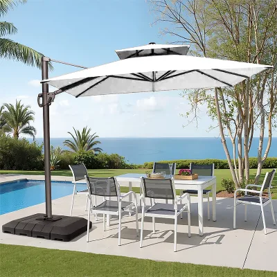 Modern Roman Aluminum Waterproof Foldable Outdoor 3m Square Hanging Garden Patio Hotel Dining Beach Sunshade 10ft Cantilever