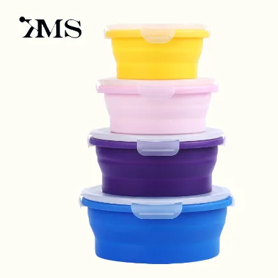 Hot Expandable and Collapsible Silicone Compartment Bento Box