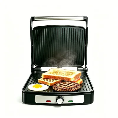 High-Power Electric US-Spec Stainless Steel Steak Grill Sausage Meat Roaster Burger Maker Toaster Sandwich Press Panini