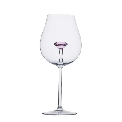 Factory Direct Sale 700ml Large Capacity Traditional Long Handled Rose Red Wine Goblet