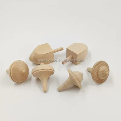Custom Engraved Logo Handmade Wooden Spiral Spinning Tops Dreidel