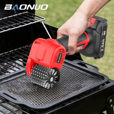 Electric BBQ Grill Brush Cordless Rechargeable Rotating Scrubber Replaceable Heads Heavy Duty Power Cleaner for Outdoor Grills