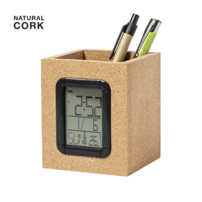 Office Cork Pencil Holder Table Plastic Pencil Shaped Pen Stand Cork Pen Holder Case for Desk