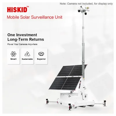 Compact High Performance Mobile Solar Surveillance Tower with Skid-Base Face Recognition Motion Detection 5-Day Running Time