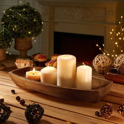 Wooden Hand Carved Decorative Tray, Rustic Style Wooden Dining Plate, Solid Wood Living Room Dining Table, Fruit Plate