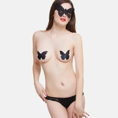 Disposable Nipple Cover Butterfly Shape Invisible Backless Breathable Nude Black Nipple Pasties for Girl