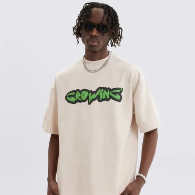 2025 OEM Crewneck Short Sleeve Combed Cotton Oversized Heavyweight Custom 3d Puff Printing T-shirt