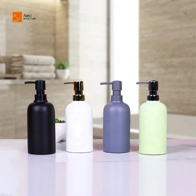 Custom Luxury OEM Hotel Amenities Set Resin Gray Dispenser for 400ml Shampoo Bottle Pump Portable Recyclable Soft Comfortable