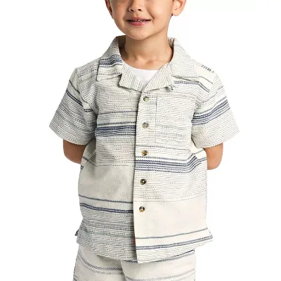 Summer Cotton Customized Fashion Printed Boys Lapel Shirts Big Boys Textured Striped Button Down Shirt