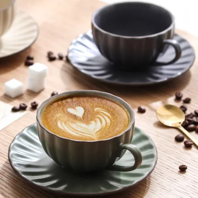 New Product Ideas 2023 Ceramic Cappuccino Cups and Saucers , 7.5 Ounce for Specialty Coffee Drinks Latte Art & Americano
