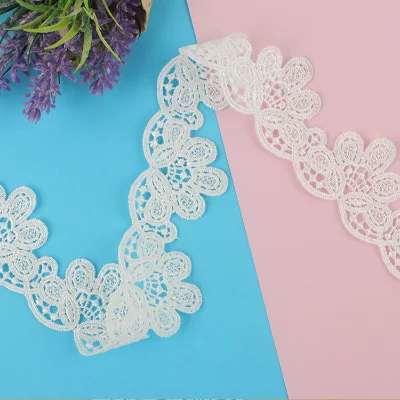 High Quality Lace Ribbon Embroidery Water Soluble Scalloped Lace Trim for Bridal Wedding Dress Decoration Christmas Gift Package