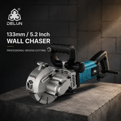 DELUN 133mm / 5.2 Inch Wall Chaser Electric Groove Cutting Machine for Concrete Brick and Masonry OEM Factory Supply